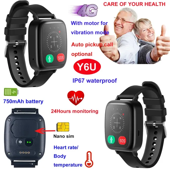 Hot selling 4G IP67 waterproof accurate elderly SOS emergency GPS watch with remote monitoring Y6U