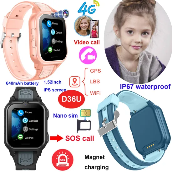 Latest Launched 4G Colorful Touch Screen Kids Mini GPS Tracker with HD Camera for Free Global Video Call D36U