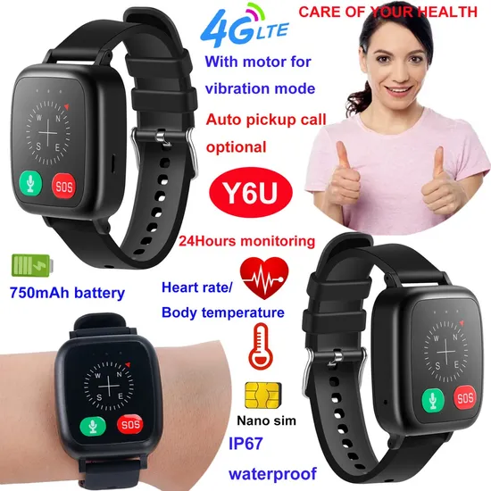 New 4G Body Temperature Elderly SOS GPS Tracker Watch with heart rate for Senior Health Care Y6U