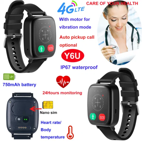 New Arrival 4G IP67 Waterproof Senior GPS Tracker Smart Watch with Body Temperature heart rate SOS call for Adults Health Care Y6U