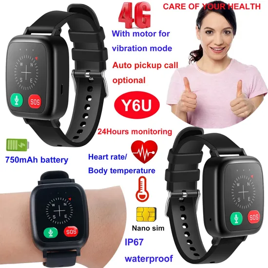 New Arrival 4G LTE IP67 Waterproof Senior Tracker Bracelet GPS with Body Temperature Heart Rate Y6U