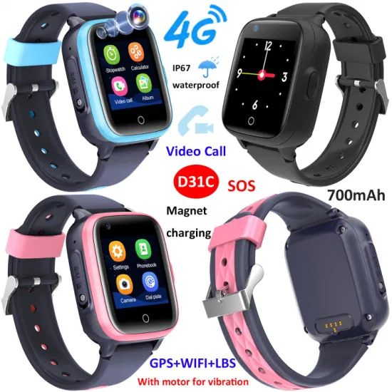 New Arrival IP67 waterproof LTE Personal GPS watch with video call SOS Panic button for Kids Safety Monitor D31C