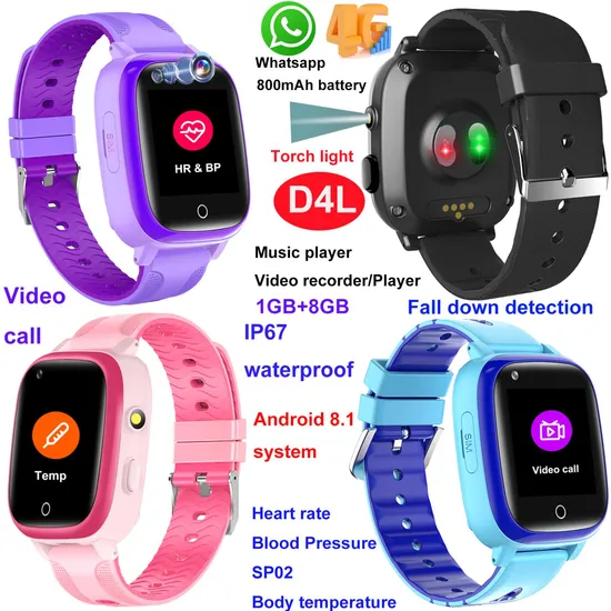 New Developed 4G IP67 Waterproof Video Call Elderly Personal GPS Tracker Watch with Fall Down Alarm Body Temperature D4L