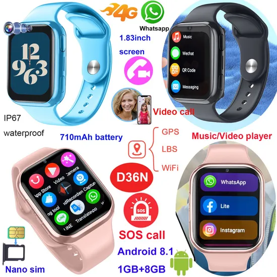 New Developed LTE IP67 Water Resistance Student Watch Tracker GPS with Geo-fence Alerts for Safety Monitoring D36N