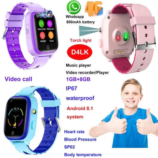 New Model 4G IP67 Waterproof Girl Boy Personal Security GPS Watch with Whatsapp Facebook Line Tiktok Youtbue D4LK