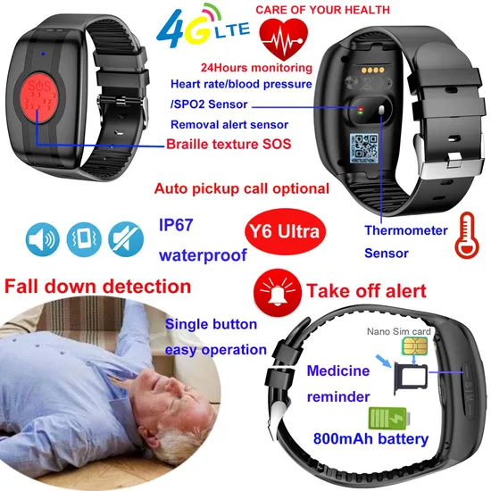 New design 4G network IP67 waterproof Smart GPS bracelet Tracker with blood pressure Blood oxygen body temperature Y6 Ultra