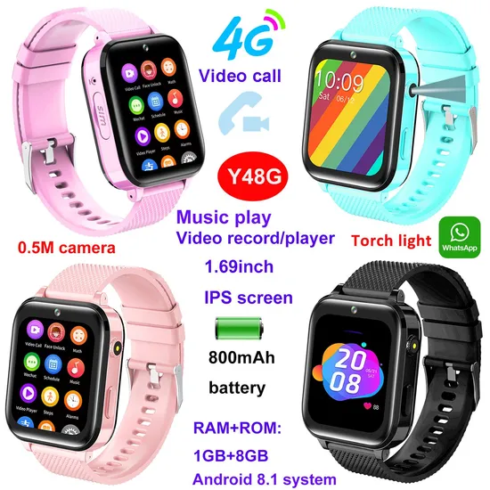 New developed 4G LTE Personal waterproof Kids Security Smart GPS Tracker Watch with fitness tracking Birthday gift Y48G