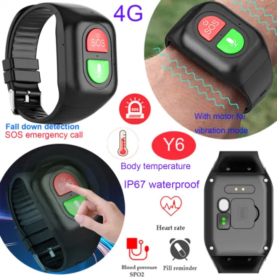 New developed IP67 water resistance 4G GPS Tracker Smart bracelet with thermometer heart rate blood pressure fall down notification Y6