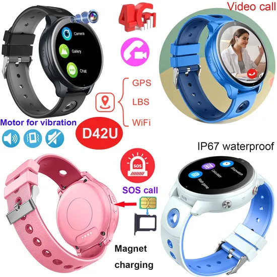 New developed IP67 waterproof parental control Kids safety GPS Watch Tracker with 2 way Voice Video call D42U