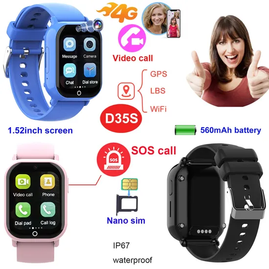 New developed Waterproof IP67 4G Kids security Children GPS Tracker Smart Watch with video call classroom mode D35S