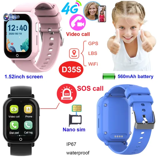 New developed promotion Kids students gift safety 4G waterproof IP67 Smart Watch GPS tracker D35S