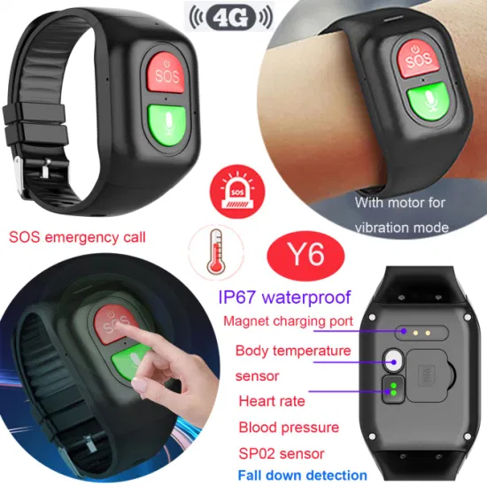 New fashion design China factory 4G waterproof senior health care GPS Watch bracelet tracker with body temperature HR BP SPO2 Y6