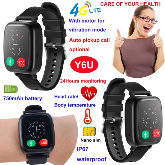 New launched 4G IP67 waterproof Senior healthcare GPS Tracker wristbands with heart rate thermometer Y6U