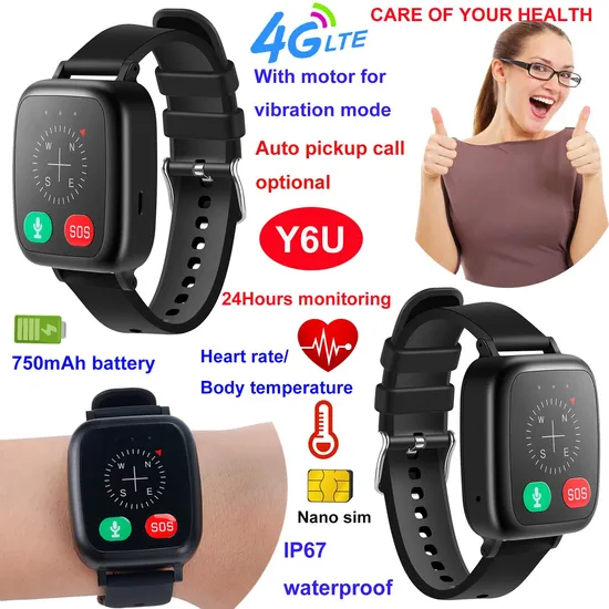 New launched China manufacturer 4G IP67 waterproof senior health care GPS Bracelet Tracker with heart rate thermometer Y6U