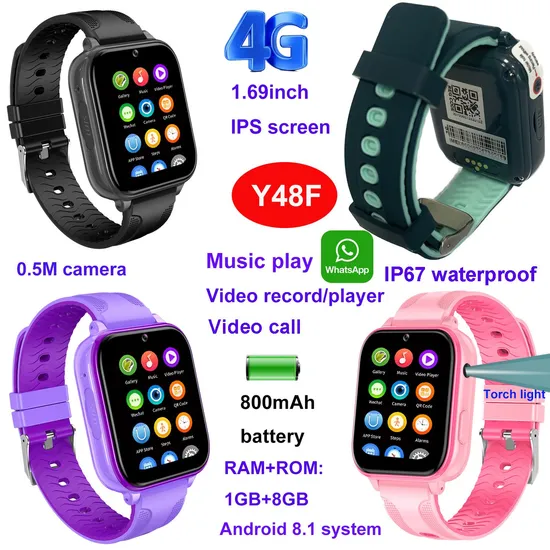 New launched Hot selling 4G Water resistance Children Kids Students GPS Tracker Watch clock with Emergency video call Y48F