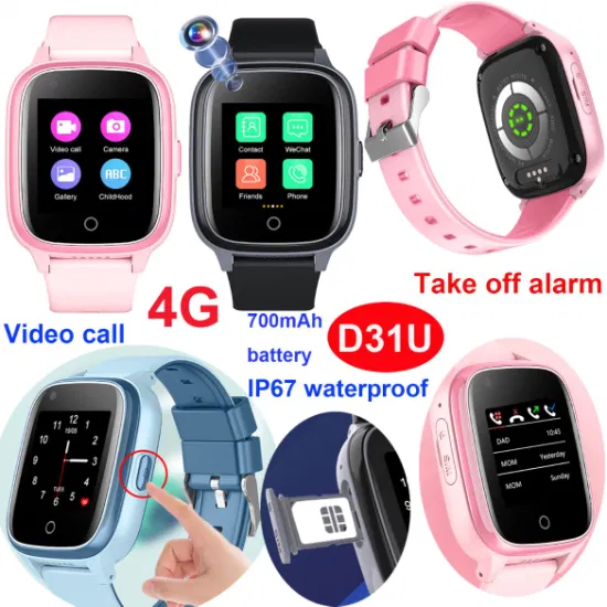 Newest 4G IP67 Waterproof Security WiFi Anti Lost Video Call Children Kids Smart GPS Watch Tracker for Global Tracking Location D31U