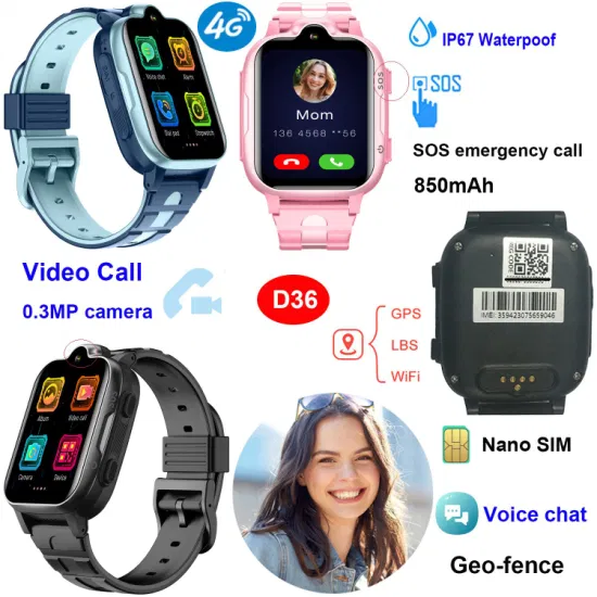 Newest 4G IP67 waterproof Fashion Students Personal Kids GPS Tracker Device with Video Call History Tracking D36