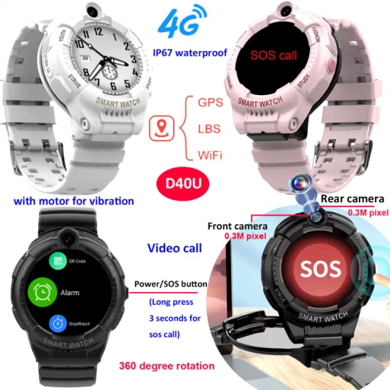 Newest 4G LTE IP67 waterproof Wearable Personal GPS Tracker with panic button rotation dual camera video call for Security Monitor D40U