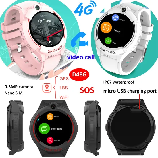 Newest IP67 waterproof LTE 4G Children GPS Watch Tracker with video call SOS emergency help for Free APP alarm alerts