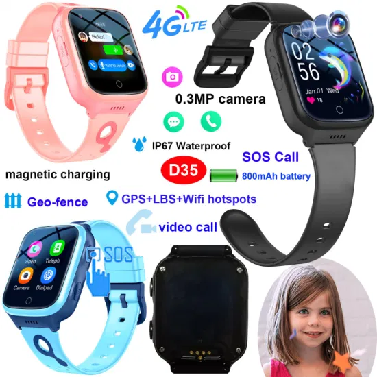 Newest LTE IP67 Waterproof Quality Handy Personal Kids Safety GPS Smart Watch with Video Call No Disturbing in Class for Students D35