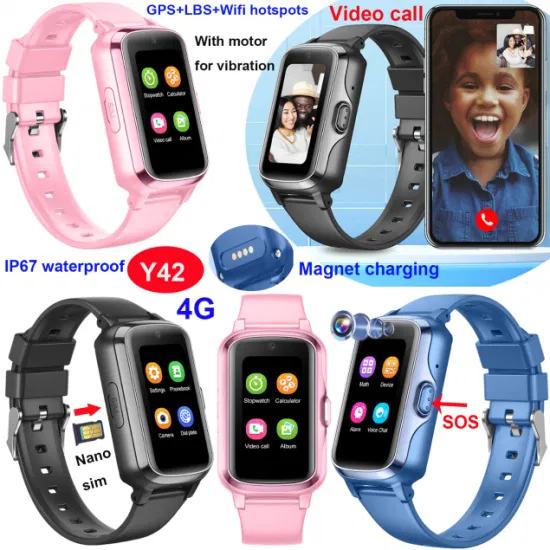 Promotion Kids birthday gift 4G video call IP67 Waterproof students personal Wearable Smart Watch tracker GPS for avoid kidnap Y42