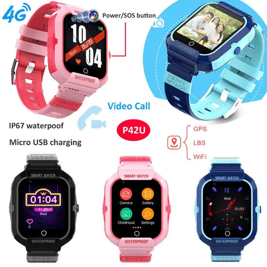 Quality 4G IP67 Waterproof Students GPS Tracker Watch with HD Camera for Snapshot Video call for personal security P42U