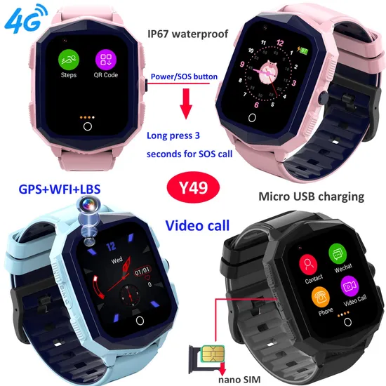 Quality IP67 waterproof LTE Kids GPS Watch Tracker with Video Call Sleep Monitor for Free APP and Platform Alarm alert Y49