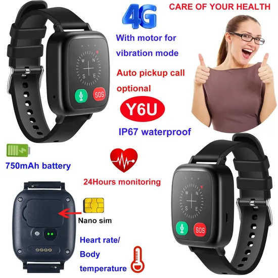 The latest China factory 4G IP67 Waterproof Accuracy Senior citizen Elderly GPS Tracker device with Heart rate Y6U