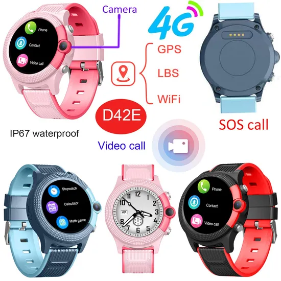 Top quality 4G Water resistance IP67 dual camera colorful touch screen Child friendly Smart Watch tracker GPS Tracking with class mode D42E