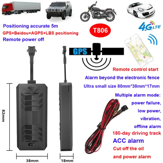 2024 Latest 4G Safety Precise ACC Monitoring with Engine Power off Overspeed Alarm Vehicle GPS Tracker T806