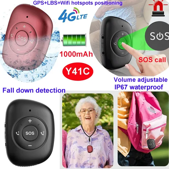 2024 new developed 4G elderly GPS tracking pendant with IP67 waterproof free App fall down detection Y41C