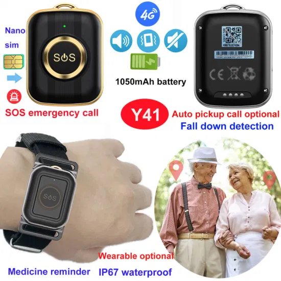 China Factory 4G IP67 Waterproof SOS Panic button Personal Mini Elderly GPS Tracker Device with Fall down Alarm Y41