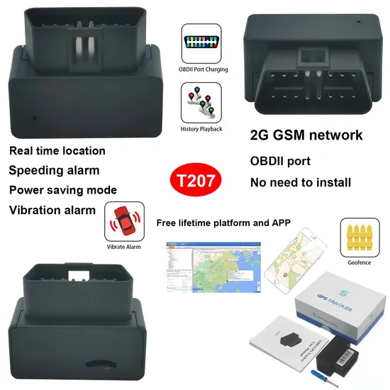 China Factory GSM OBD Plug and Play Vehicle Automotive Car GPS Tracker with Anti-theft Alarm Power Failure Alarm T207