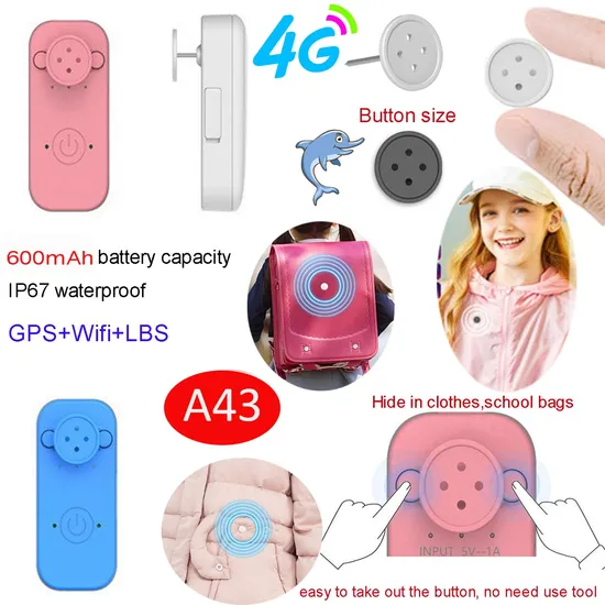 China High Quality 4G LTE IP67 Waterproof Personal GPS Tracker Tiny Tracker GPS with SOS Emergency Call A43