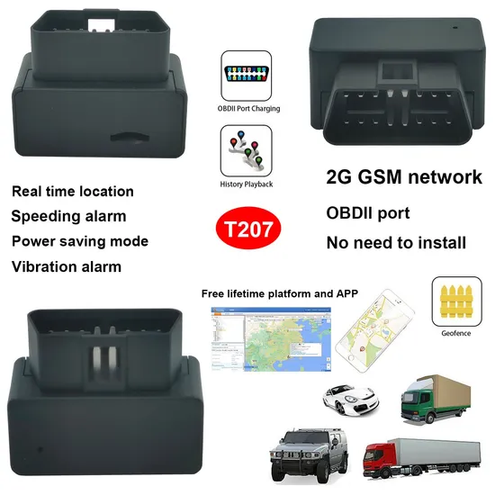 China Manufacturer OBDII 2G GSM No Need to Install Easy operation Vehicle GPS Tracker Device T207