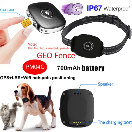 China factory supply Latest 4G IP67 waterproof Tiny Puppy GPS Tracker Device with Collar Voice Monitor PM04C