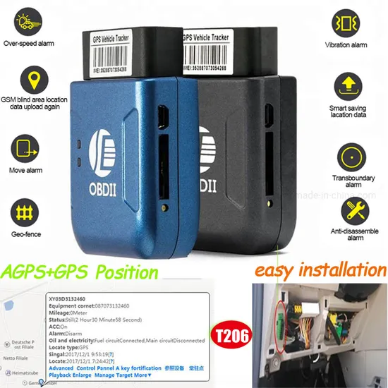 Hot Sale Easy Operation 2G OBD Car Vehicle security GPS Tracking Device with power failure alarm T206