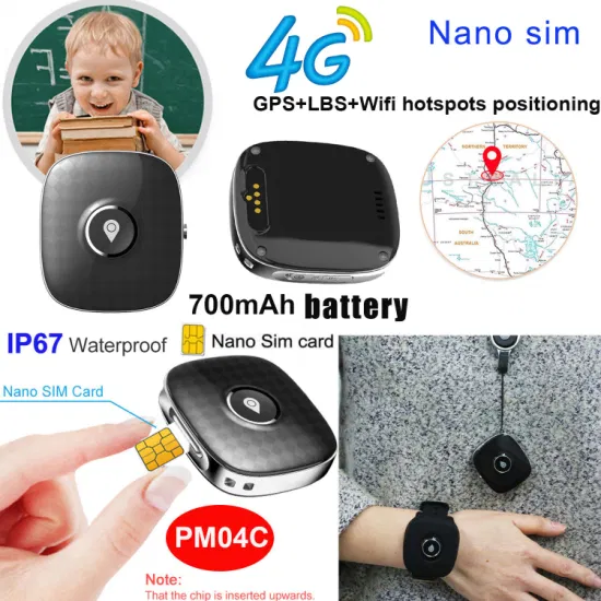 Hot Sale IP67 waterproof 4G Wearable Tiny GPS tracker with WIFI LBS Google Map Tracking Voice Monitor for Personal Safety PM04C