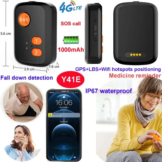 Hot selling tiny size 4G Waterproof Senior safety GPS Tracker gadget with fall down alarm alert pill notification Y41E