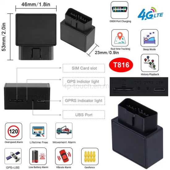 Latest LTE 4G OBD Vehicle GPS Car Tracking Tracker with Geo-fence Overspeed Alarm Alert T816