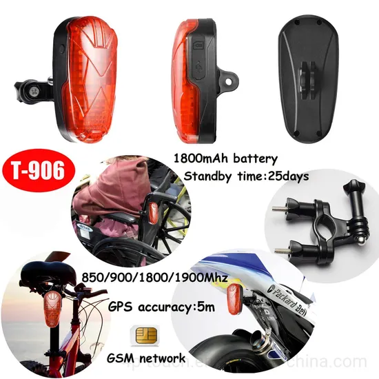 Long Working Hours GSM Waterproof Bike Motorcycle Tracker GPS Tracking with GEO-Fence SOS Alarm T906