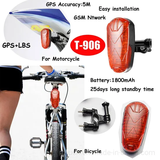 Long Working Hours GSM Waterproof Bike Motorcycle Tracker GPS Tracking with GEO-Fence SOS Alarm T906