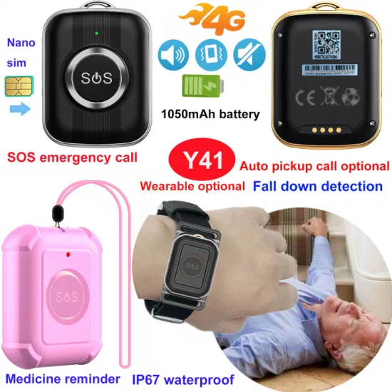 New 4G LTE IP67 Waterproof Portable Wearable Mini GPS Tracker with fall down detection for Safety Monitoring Y41