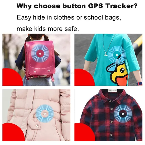 New Arrival 4G IP67 Waterproof Real Time Kids Children Hide Button Size Clothes Bag tracking tracker GPS with Long battery life A43