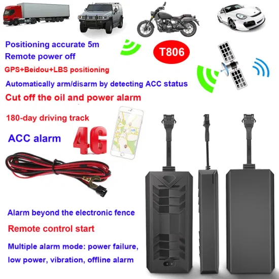 New Arrival 4G Remote Engine Cut off Live Tracking Vehicle GPS Tracker for Car Motorcycle Truck with Anti-Theft Alarm T806