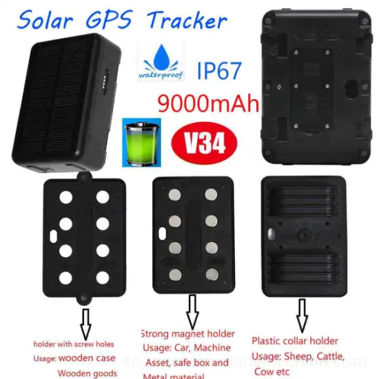 New Arrival GSM IP67 Waterproof portable Motorcycle Solar Powered Free App Alarm Alert Vehicle GPS Tracker V34