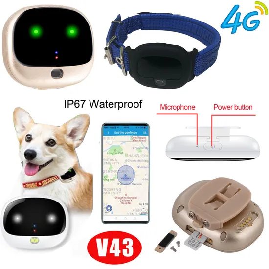 New Design 4G IP67 Water Resistance Tracker LTE GPS Tracking Device with LED Light for Finding Pets V43