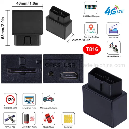 New LTE 4G OBD Real Time Google Map Tracking Vehicle GPS Tracker for Car with overspeed alert T816