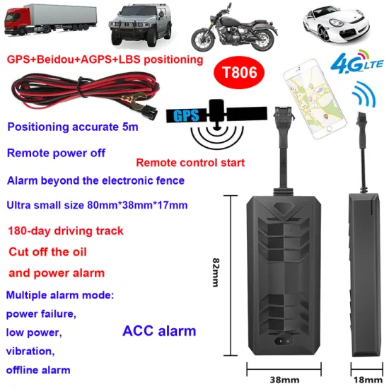 New Security LTE 4G Vehicle Locator Engine Cut off Alarm Tracking Mini GPS Tracker with Anti-theft Alarm T806