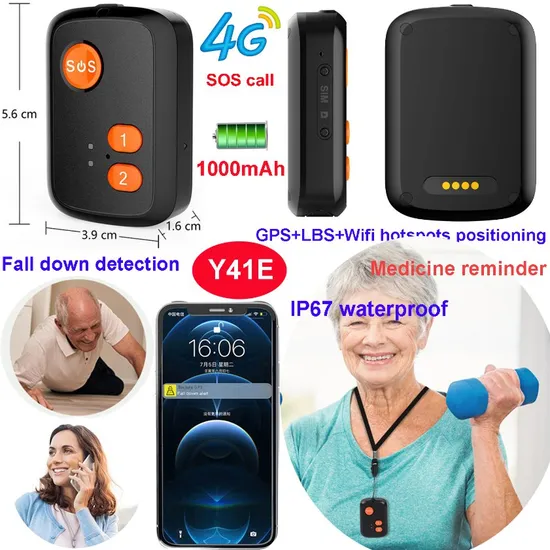 New developed 4G mini design Elderly Security Tracker GPS locator with fall down notification take medicine alert Y41E